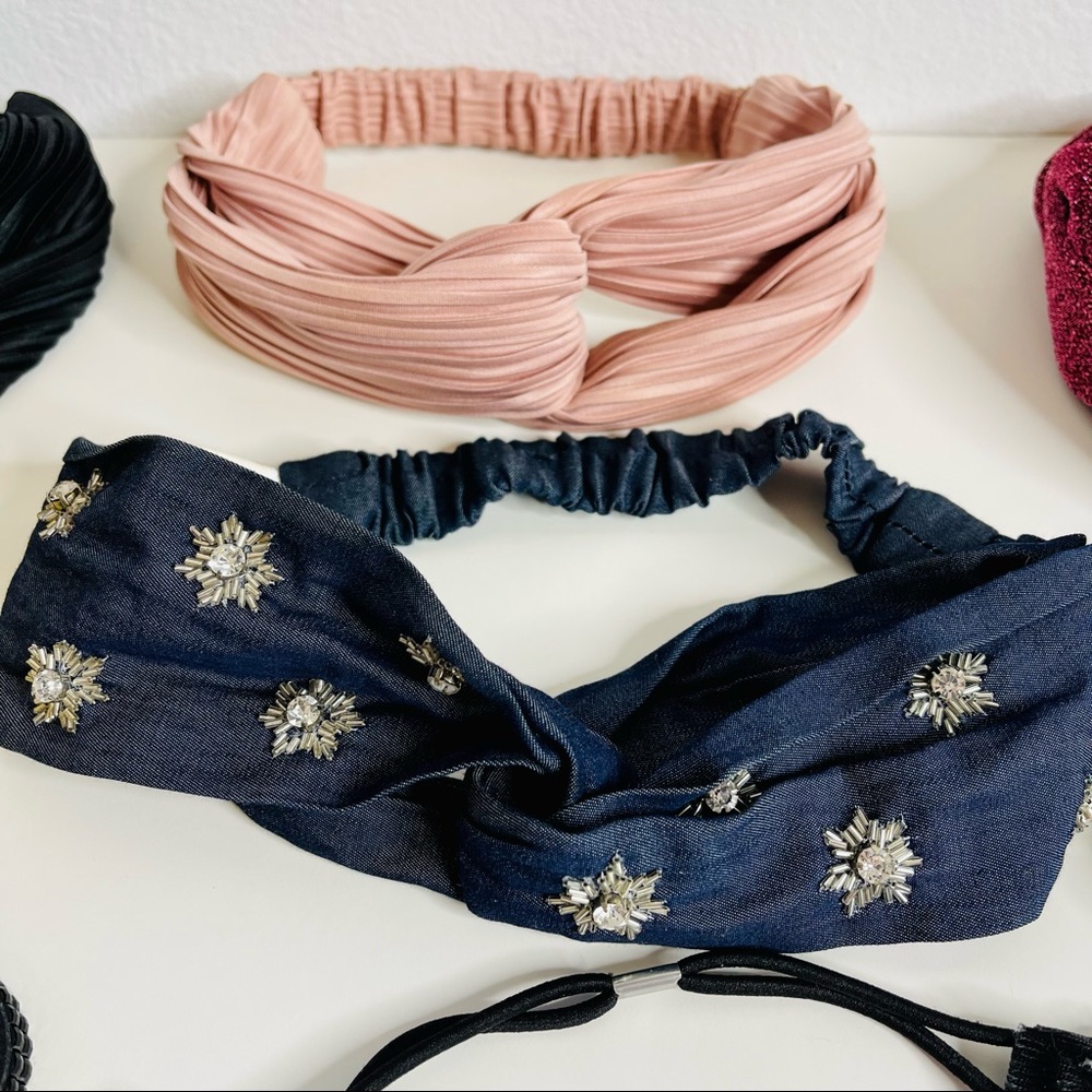 Womens Headbands Lot of 7 - Knot Twisted Beaded Rhinestone by Tasha H&M